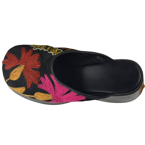 Retro Vibe Italian Floral Embroidered Corduroy Fairycore Boho Chunky Clogs 36  6 - Picture 13 of 16